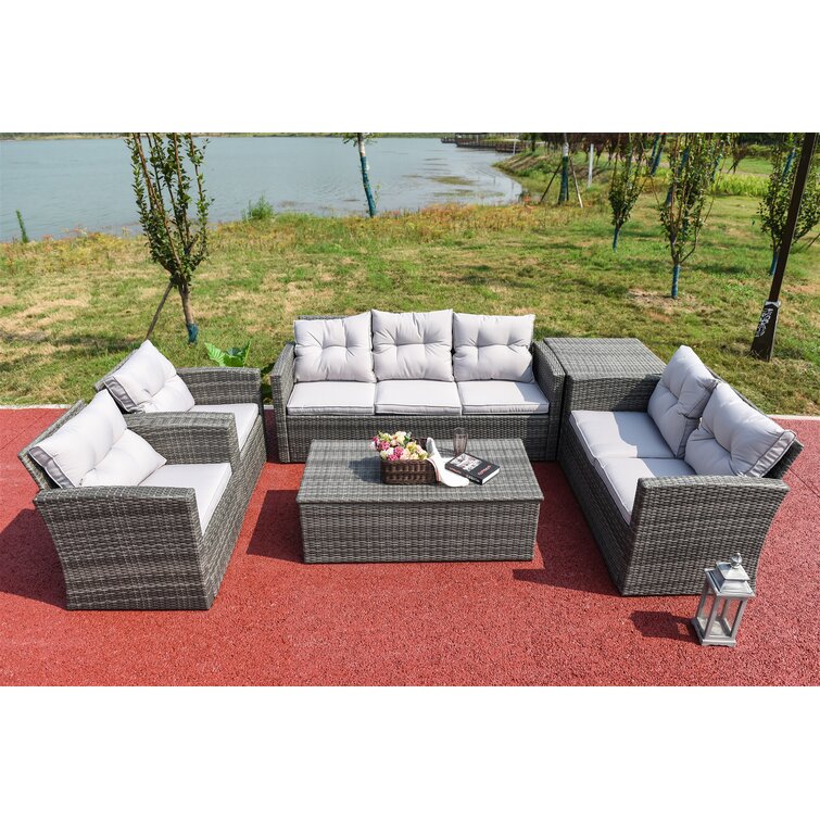 Sol Outdoor Sitzer Lounge Set Gaynor Aus Polyrattan Mit Polster